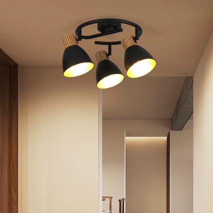 Brilagi - Lampă cu spoturi ODENSE 3xE14/10W/230V lemn/negru