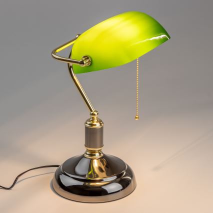 Brilagi - Lampă de birou BANK OFFICE 1xE27/60W/230V negru/auriu/verde