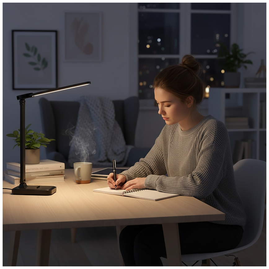 Brilagi - Lampă de birou LED cu reglaj al intensității MODO DUO LED/8W/5V 3000/4000/6500K neagră