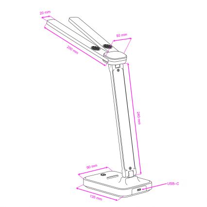 Brilagi - Lampă de birou LED cu reglaj al intensității MODO DUO LED/8W/5V 3000/4000/6500K neagră