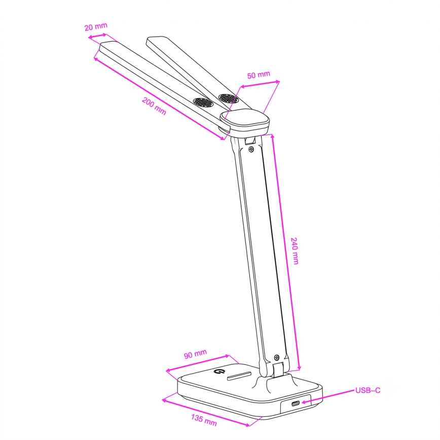 Brilagi - Lampă de birou LED cu reglaj al intensității MODO DUO LED/8W/5V 3000/4000/6500K neagră