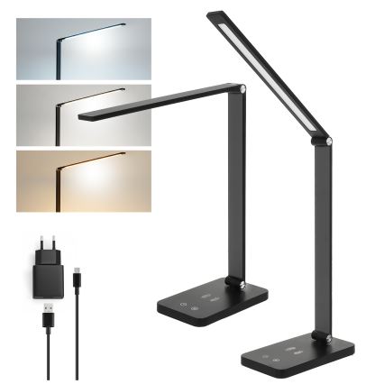 Brilagi - Lampă de masă LED reglabilă, cu senzor tactil și încărcare wireless Qi MODO CHARGE LED/7W/5V 3000/4000/6000K neagră