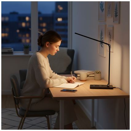Brilagi - Lampă de masă LED reglabilă, cu senzor tactil și încărcare wireless Qi MODO CHARGE LED/7W/5V 3000/4000/6000K neagră