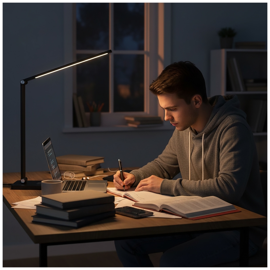Brilagi - Lampă de masă LED reglabilă, cu senzor tactil și încărcare wireless Qi MODO CHARGE LED/7W/5V 3000/4000/6000K neagră