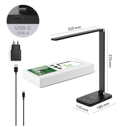 Brilagi - Lampă de masă LED reglabilă, cu senzor tactil și încărcare wireless Qi MODO CHARGE LED/7W/5V 3000/4000/6000K neagră