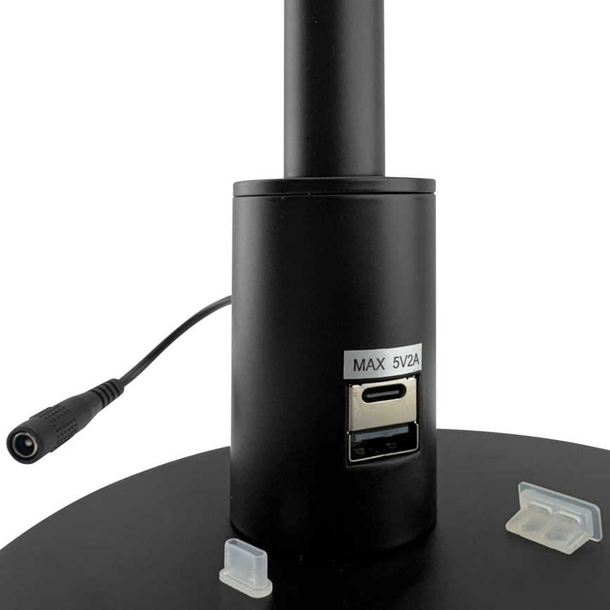 Brilagi - VARIO lampă de masă LED tactilă, dimabilă, cu porturi USB, LED/7W/230V 3000-6500K CRI 96, neagră