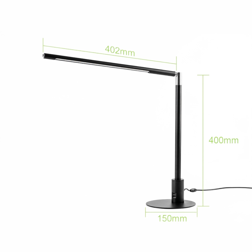 Brilagi - VARIO lampă de masă LED tactilă, dimabilă, cu porturi USB, LED/7W/230V 3000-6500K CRI 96, neagră