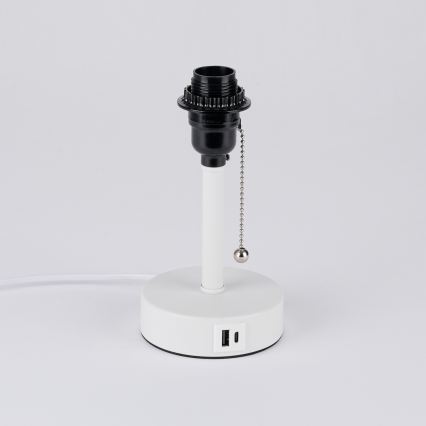 Brilagi - Lampă de birou TABLON cu port USB, 1xE27/25W/230V, alb/bej