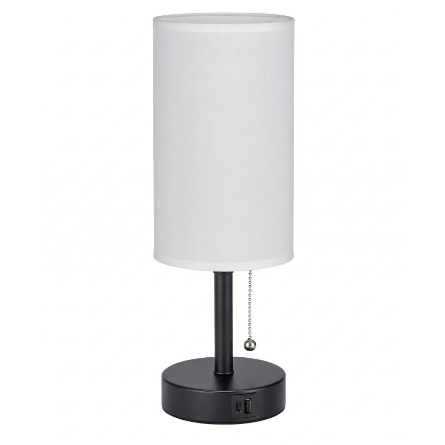 Brilagi - Lampă de birou TABLON cu port USB 1xE27/25W/230V negru/alb