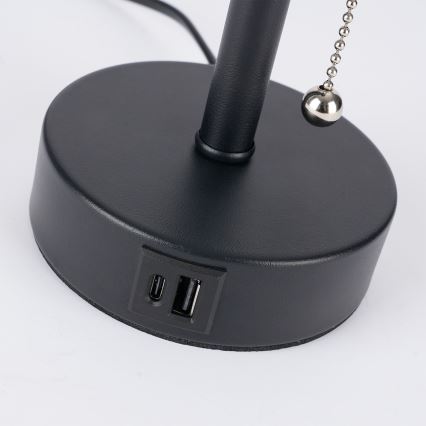 Brilagi - Lampă de birou TABLON cu port USB 1xE27/25W/230V negru/alb