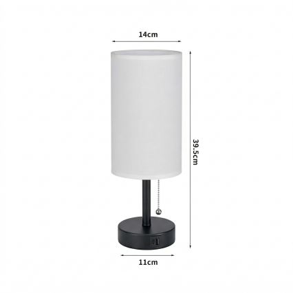 Brilagi - Lampă de birou TABLON cu port USB 1xE27/25W/230V negru/alb