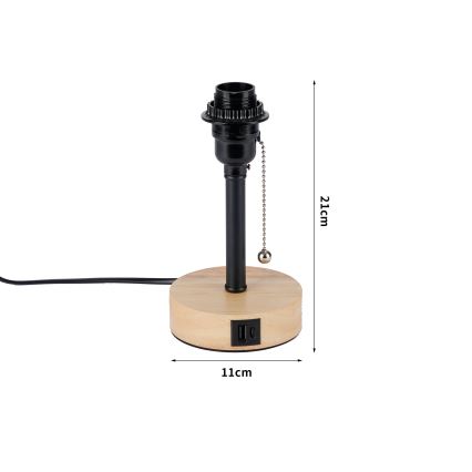 Brilagi - Lampă de birou TABLON cu port USB, 1xE27/25W/230V, stejar/negru