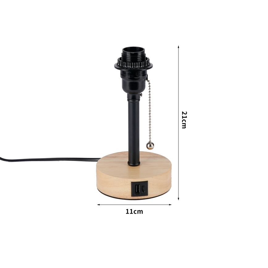 Brilagi - Lampă de birou TABLON cu port USB, 1xE27/25W/230V, stejar/negru