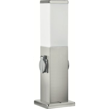 Brilagi - Lampă de exterior cu 2 prize SCHUKO 1xE27/15W/230V 40 cm IP44 crom mat