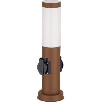 Brilagi - Lampă de exterior cu 2 prize SCHUKO 1xE27/15W/230V 40 cm IP44 maro