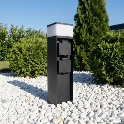 Brilagi - Lampă de exterior cu 2 prize SCHUKO, 1xG9/11W/230V, IP44, neagră