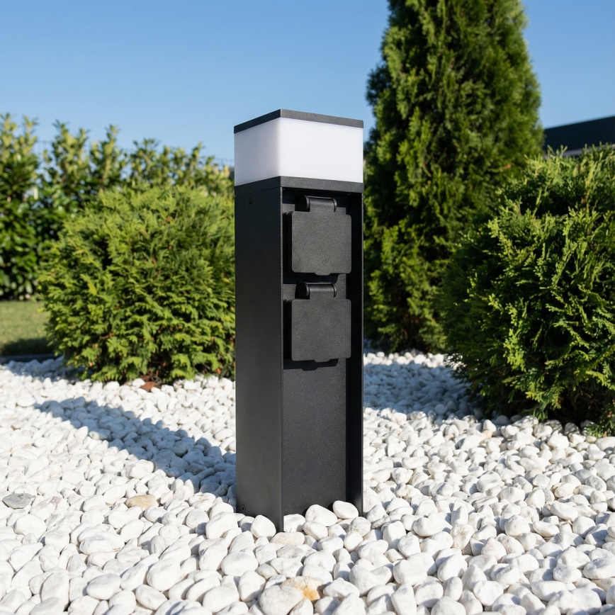 Brilagi - Lampă de exterior cu 2 prize SCHUKO, 1xG9/11W/230V, IP44, neagră