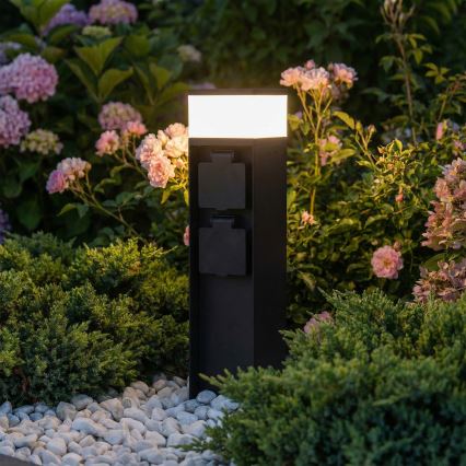 Brilagi - Lampă de exterior cu 2 prize SCHUKO, 1xG9/11W/230V, IP44, neagră