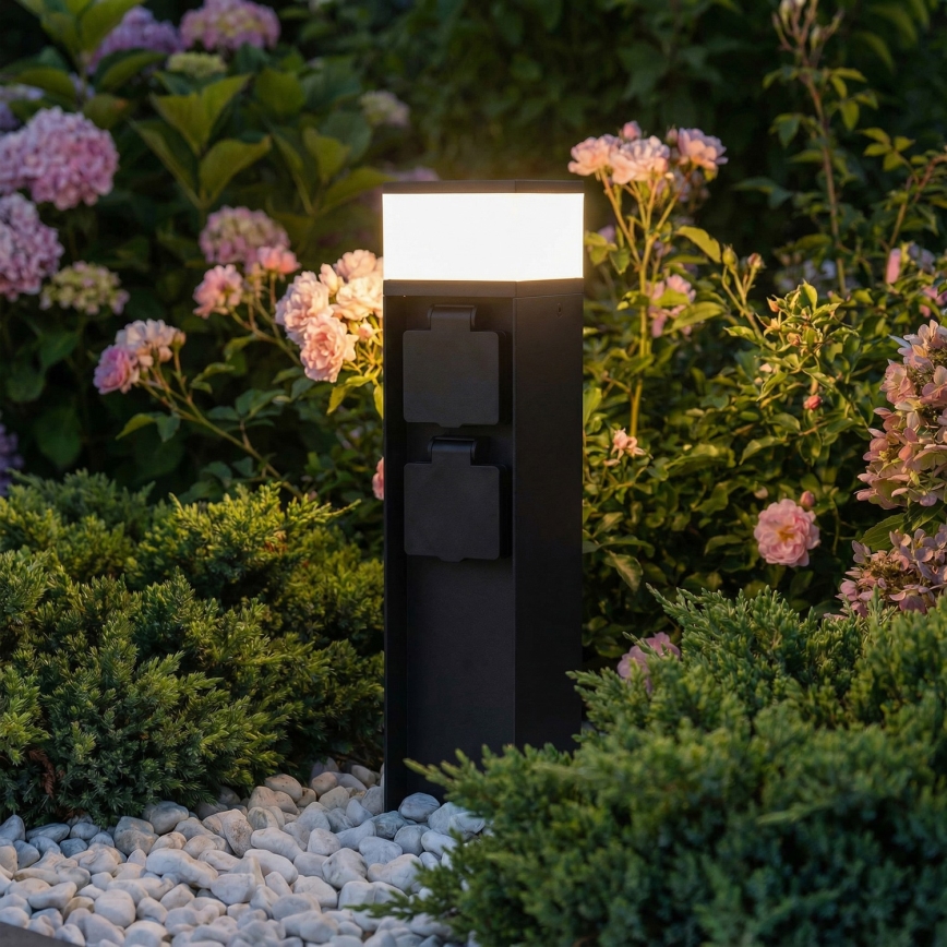 Brilagi - Lampă de exterior cu 2 prize SCHUKO, 1xG9/11W/230V, IP44, neagră