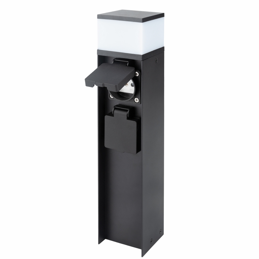 Brilagi - Lampă de exterior cu 2 prize SCHUKO, 1xG9/11W/230V, IP44, neagră