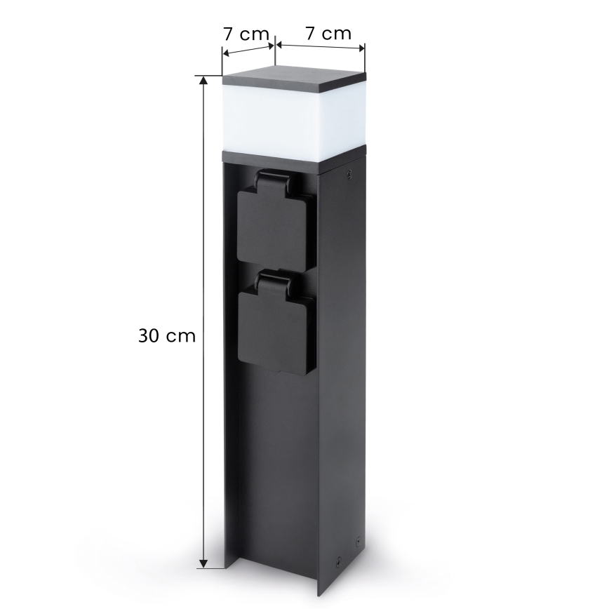 Brilagi - Lampă de exterior cu 2 prize SCHUKO, 1xG9/11W/230V, IP44, neagră