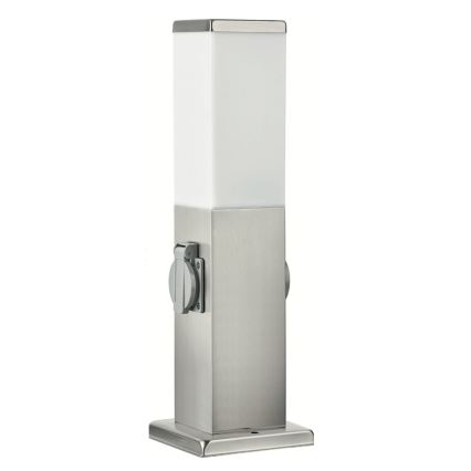 Brilagi - Lampă de exterior NOVA cu 2 prize SCHUKO, 1xE27/15W/230V, 40 cm, IP44, crom mat