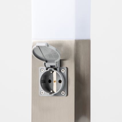 Brilagi - Lampă de exterior NOVA cu 2 prize SCHUKO, 1xE27/15W/230V, 40 cm, IP44, crom mat