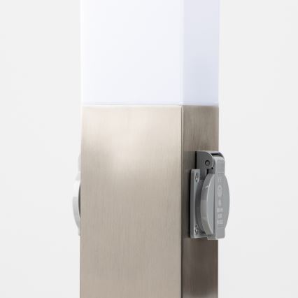 Brilagi - Lampă de exterior NOVA cu 2 prize SCHUKO, 1xE27/15W/230V, 40 cm, IP44, crom mat
