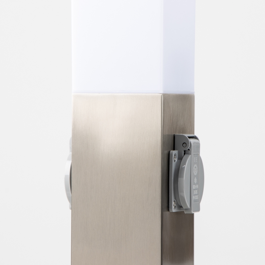 Brilagi - Lampă de exterior NOVA cu 2 prize SCHUKO, 1xE27/15W/230V, 40 cm, IP44, crom mat