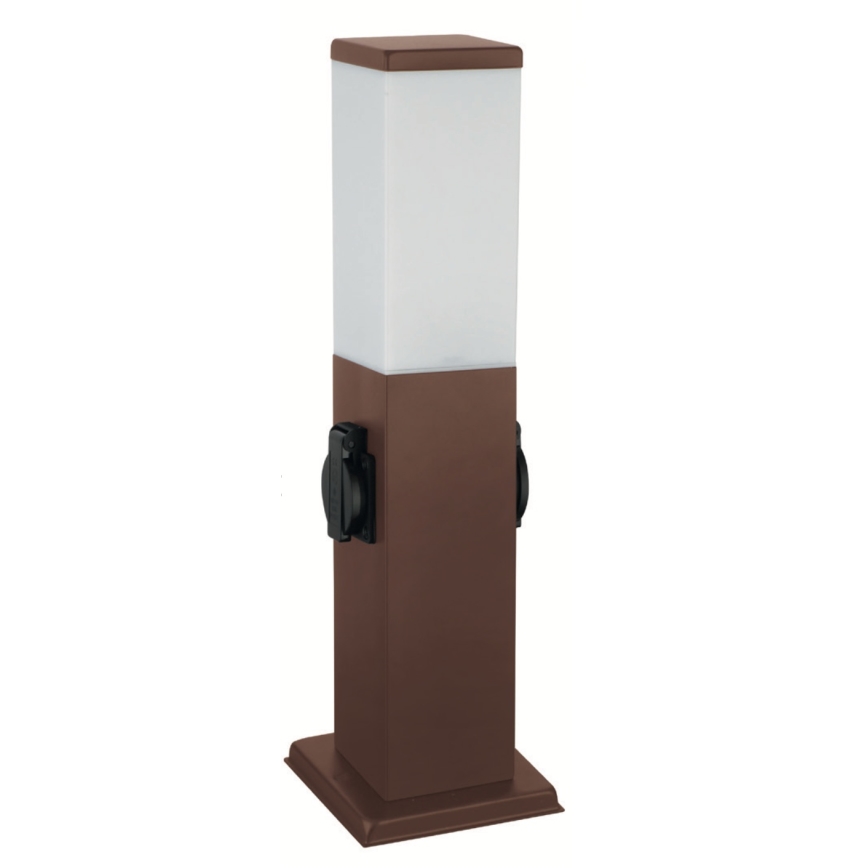 Brilagi NOVA - Lampă de exterior cu 2 prize SCHUKO, 1x E27/15W/230V, 40 cm, IP44, maro