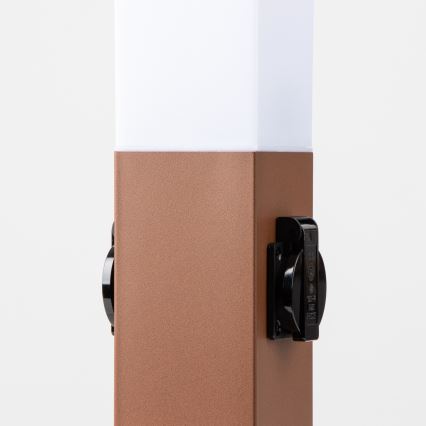 Brilagi NOVA - Lampă de exterior cu 2 prize SCHUKO, 1x E27/15W/230V, 40 cm, IP44, maro