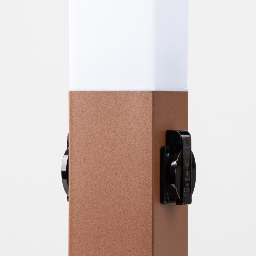 Brilagi NOVA - Lampă de exterior cu 2 prize SCHUKO, 1x E27/15W/230V, 40 cm, IP44, maro