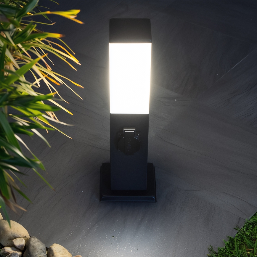 Brilagi - Lampă de exterior NOVA cu 2 prize SCHUKO, 1xE27/15W/230V, 40 cm, IP44, neagră