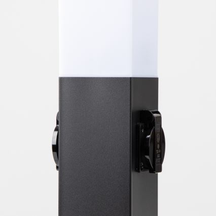 Brilagi - Lampă de exterior NOVA cu 2 prize SCHUKO, 1xE27/15W/230V, 40 cm, IP44, neagră