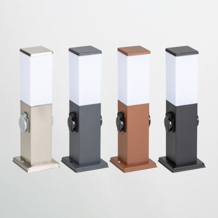 Brilagi - Lampă de exterior NOVA cu 2 prize SCHUKO, 1xE27/15W/230V, 40 cm, IP44, neagră