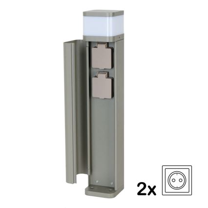 BRILAGI - Lampă de exterior cu 2 prize SCHUKO PILLAR 1xG9/11W/230V IP44 gri