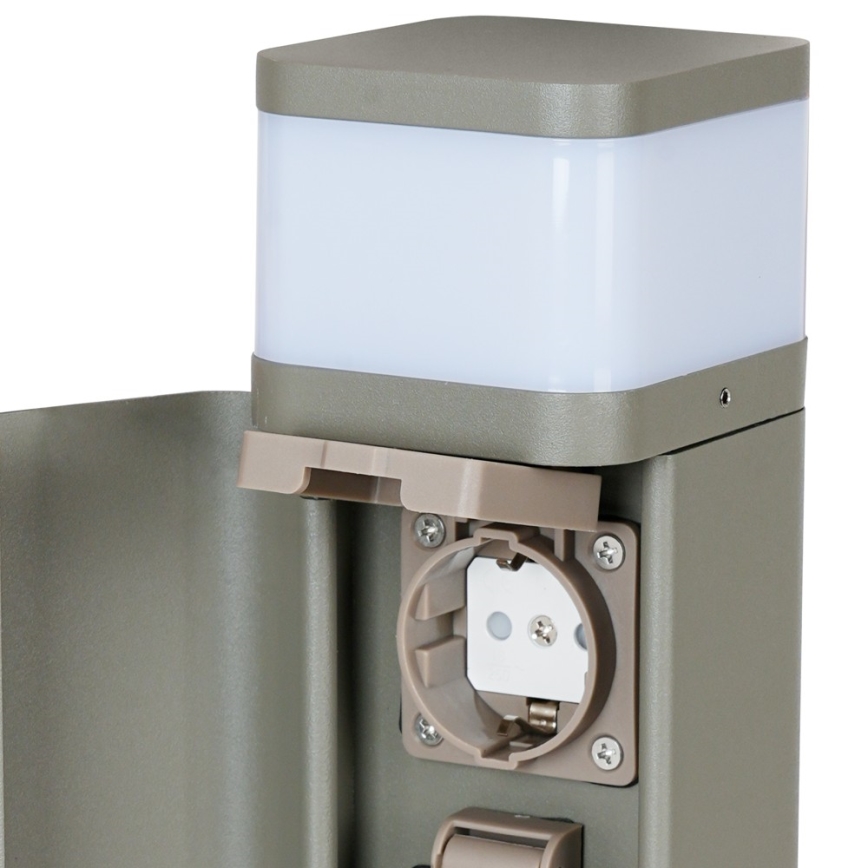 BRILAGI - Lampă de exterior cu 2 prize SCHUKO PILLAR 1xG9/11W/230V IP44 gri