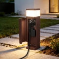 BRILAGI - Lampă de exterior cu 2 prize SCHUKO PILLAR 1xG9/11W/230V IP44 maro