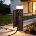 BRILAGI - Lampă de exterior cu 2 prize SCHUKO PILLAR 1xG9/11W/230V IP44 maro