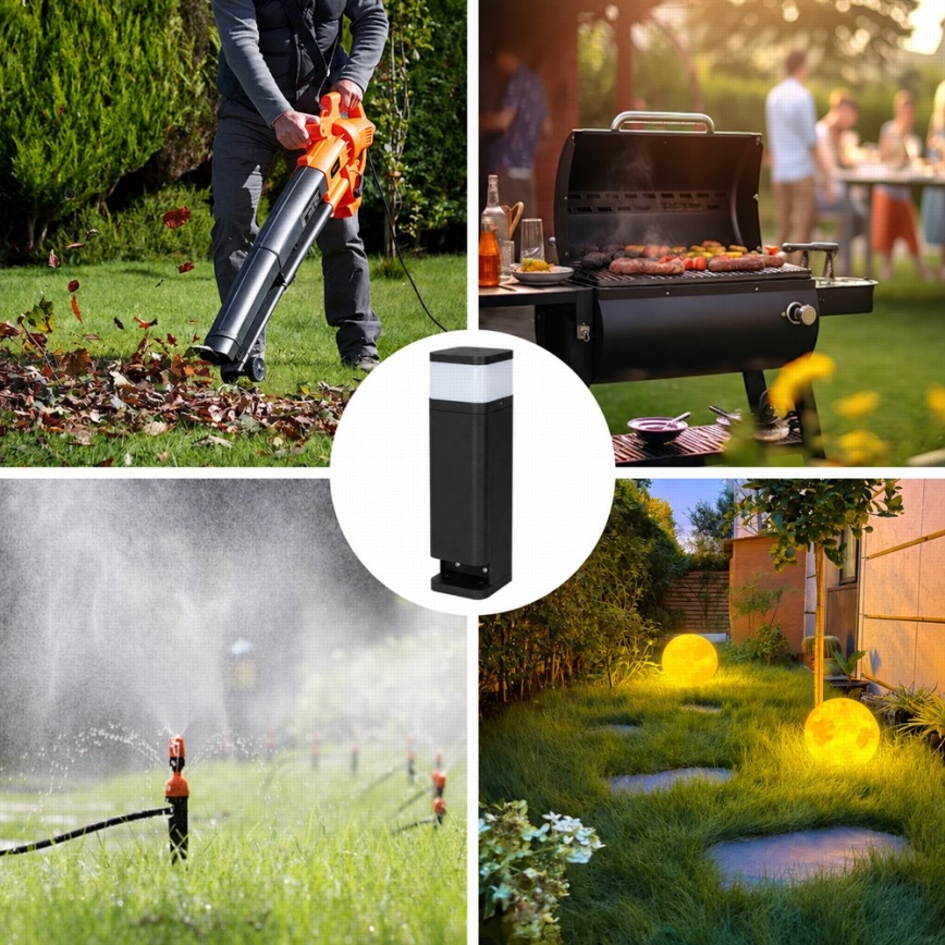 BRILAGI - Lampă de exterior cu 2 prize SCHUKO PILLAR 1xG9/11W/230V IP44 neagră