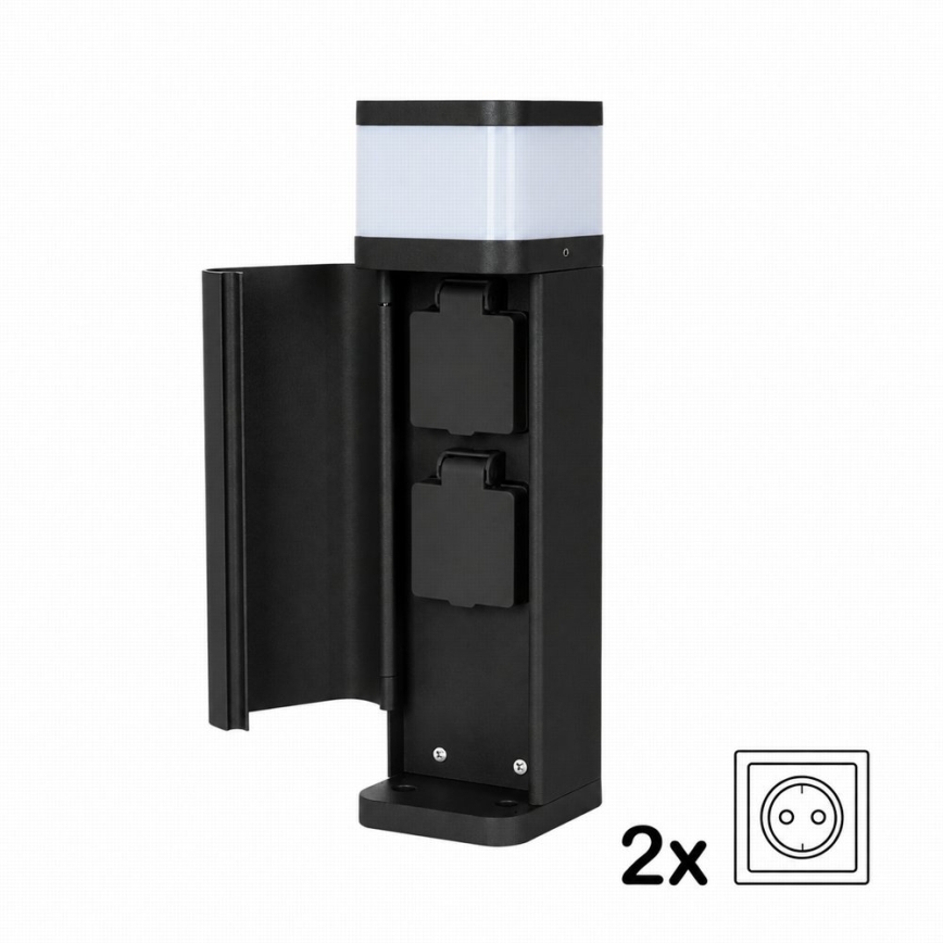 BRILAGI - Lampă de exterior cu 2 prize SCHUKO PILLAR 1xG9/11W/230V IP44 neagră