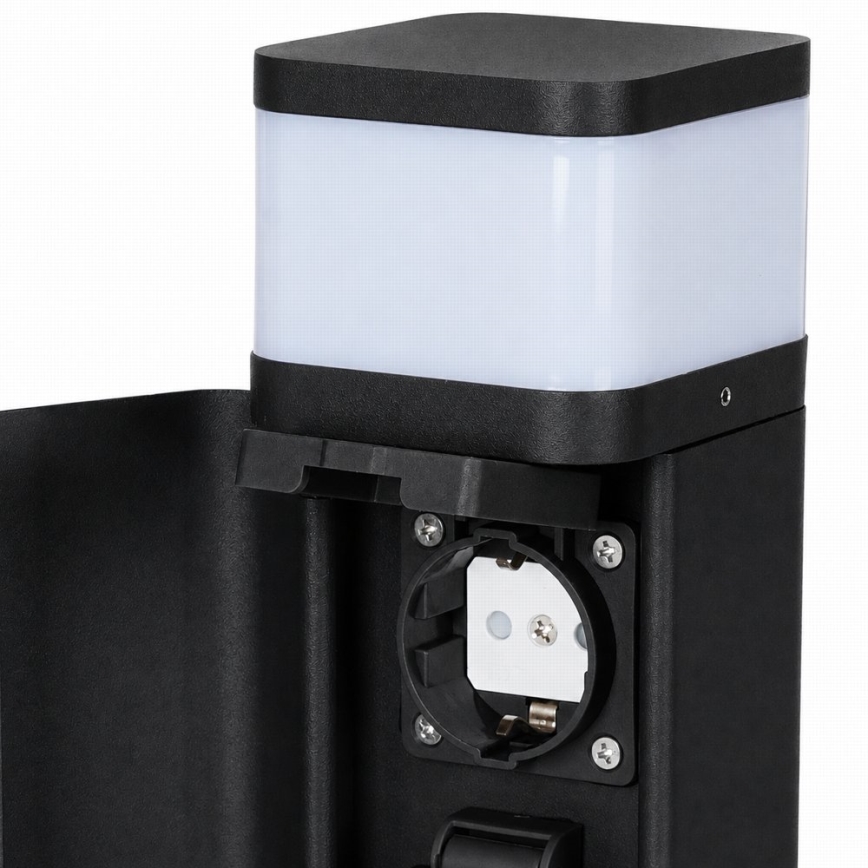 BRILAGI - Lampă de exterior cu 2 prize SCHUKO PILLAR 1xG9/11W/230V IP44 neagră