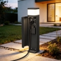 BRILAGI - Lampă de exterior cu 2 prize SCHUKO PILLAR 1xG9/11W/230V IP44 neagră