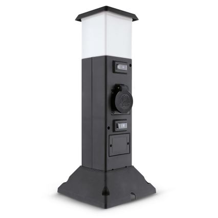 Brilagi - Lampă de exterior cu 2 prize SCHUKO, soclu 1xE14/15W/230V, IP44, neagră