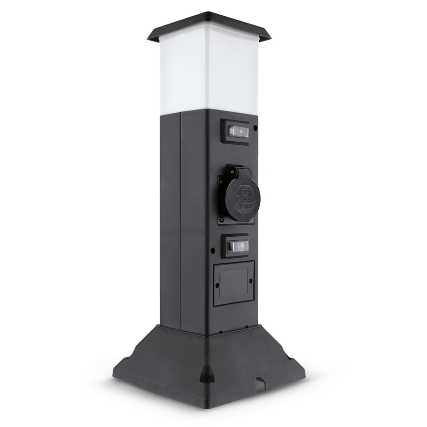 Brilagi - Lampă de exterior cu 2 prize SCHUKO, soclu 1xE14/15W/230V, IP44, neagră