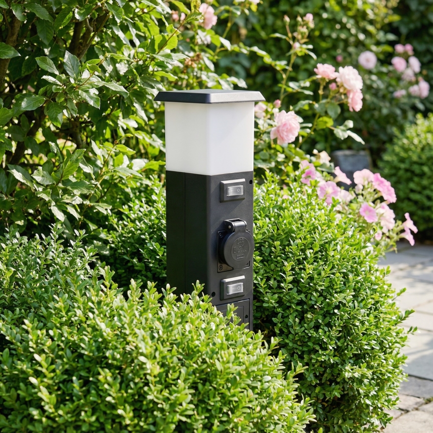 Brilagi - Lampă de exterior cu 2 prize SCHUKO, soclu 1xE14/15W/230V, IP44, neagră