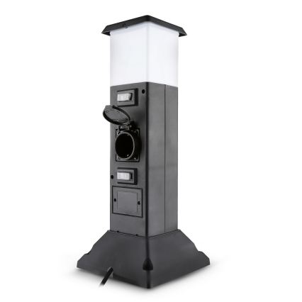 Brilagi - Lampă de exterior cu 2 prize SCHUKO, soclu 1xE14/15W/230V, IP44, neagră