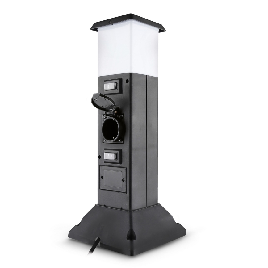 Brilagi - Lampă de exterior cu 2 prize SCHUKO, soclu 1xE14/15W/230V, IP44, neagră