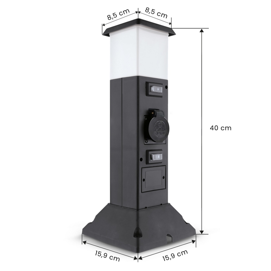 Brilagi - Lampă de exterior cu 2 prize SCHUKO, soclu 1xE14/15W/230V, IP44, neagră