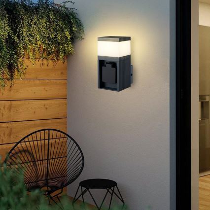 Brilagi - Lampă de perete pentru exterior PILLAR cu priză SCHUKO, 1x G9/11W/230V, IP44, antracit